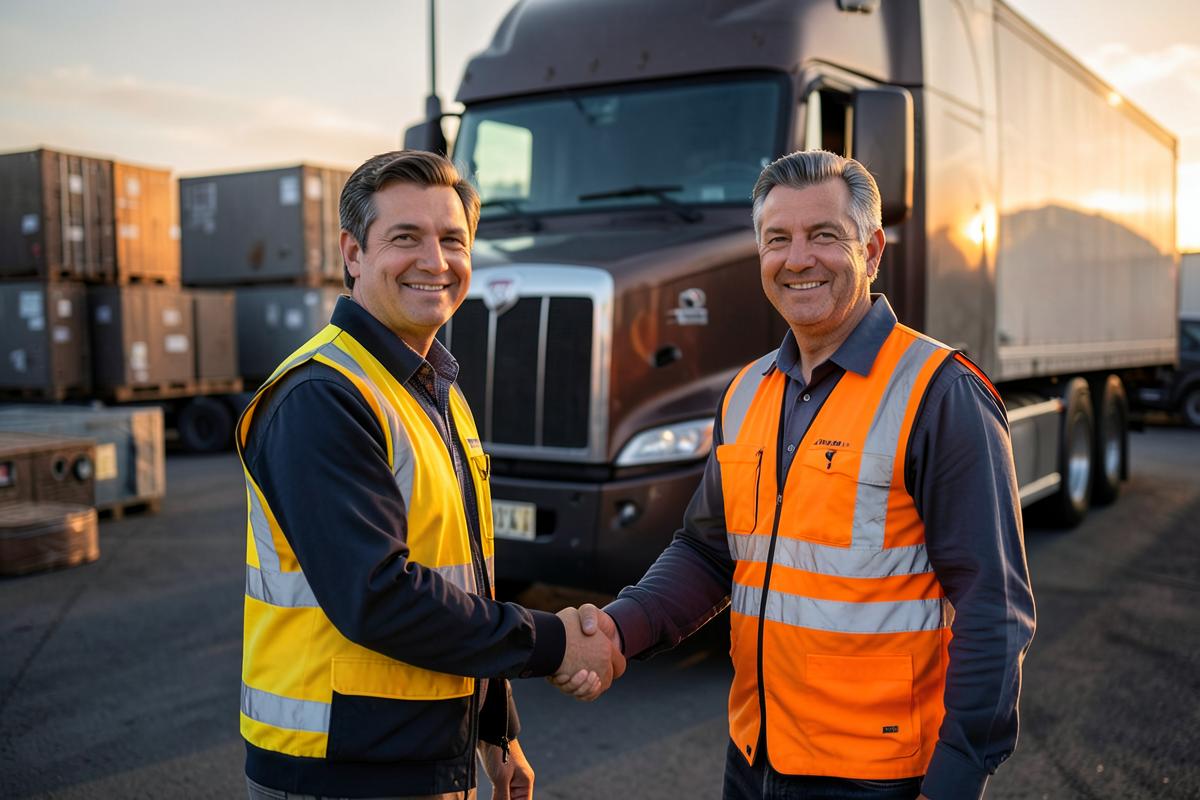 Freight agent reviewing shipment paperwork with a client
